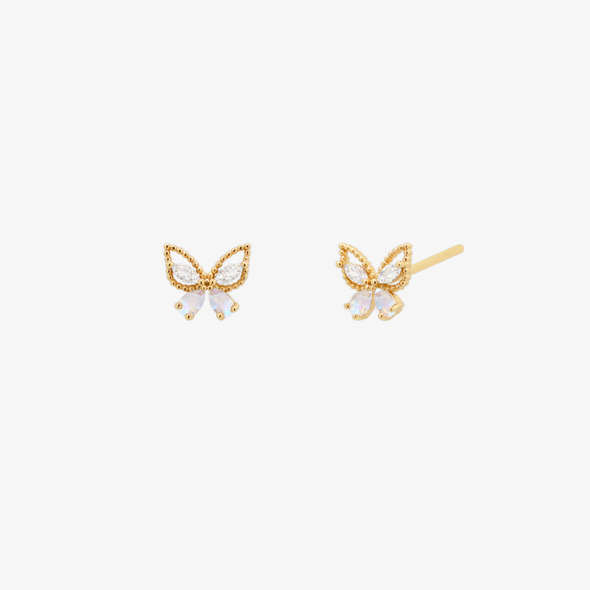 Moonstone butterfly stud earrings