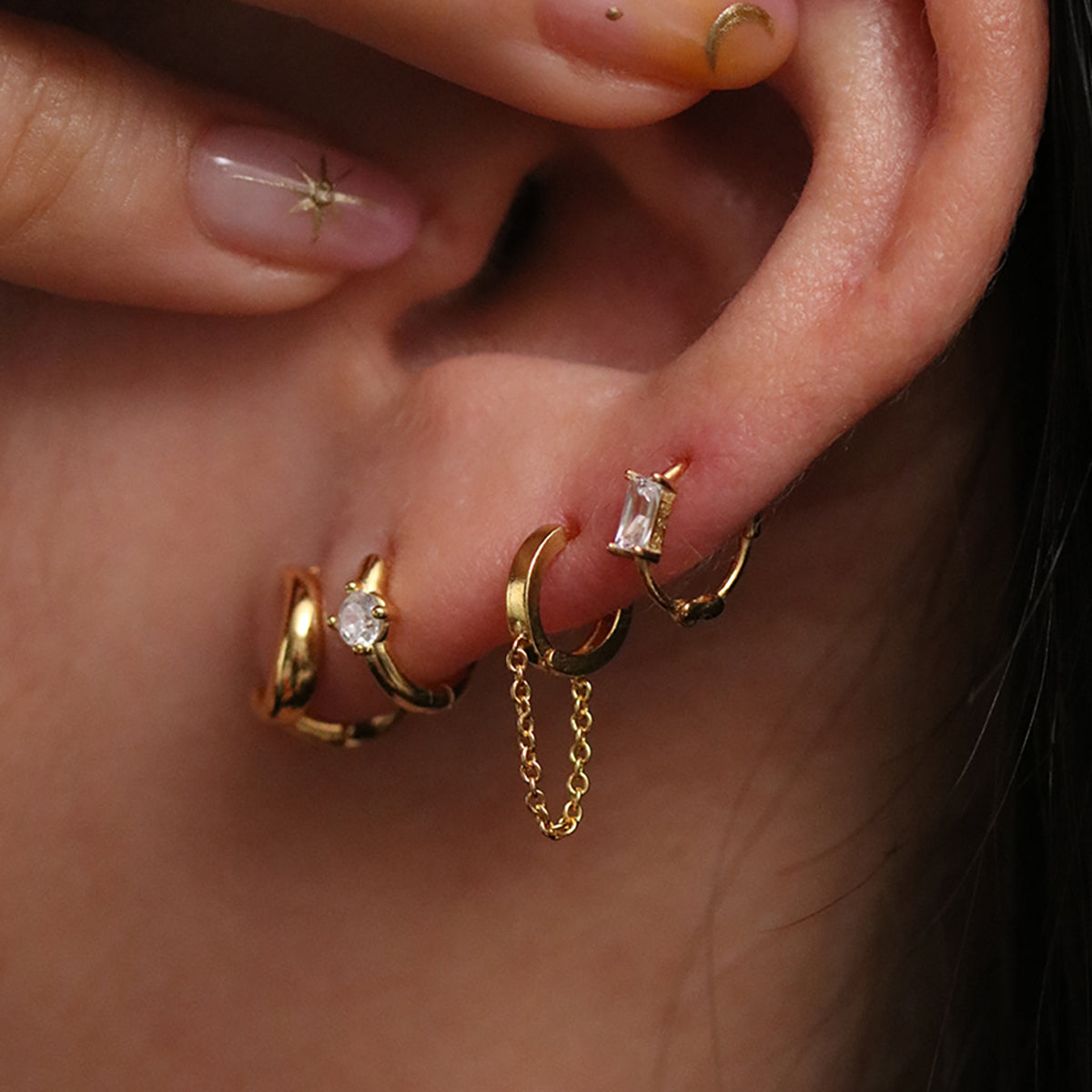 Crescent huggie earrings