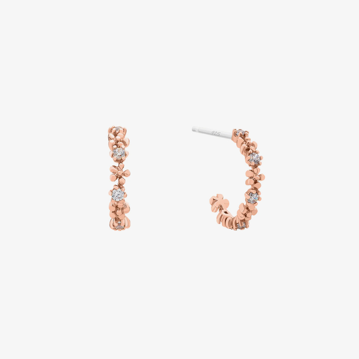 Flower cubic semi-hoop earrings