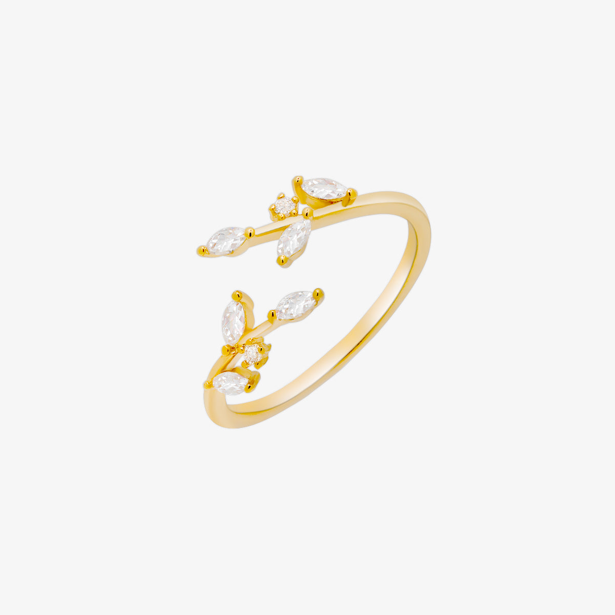 Cubic laurel leaves ring