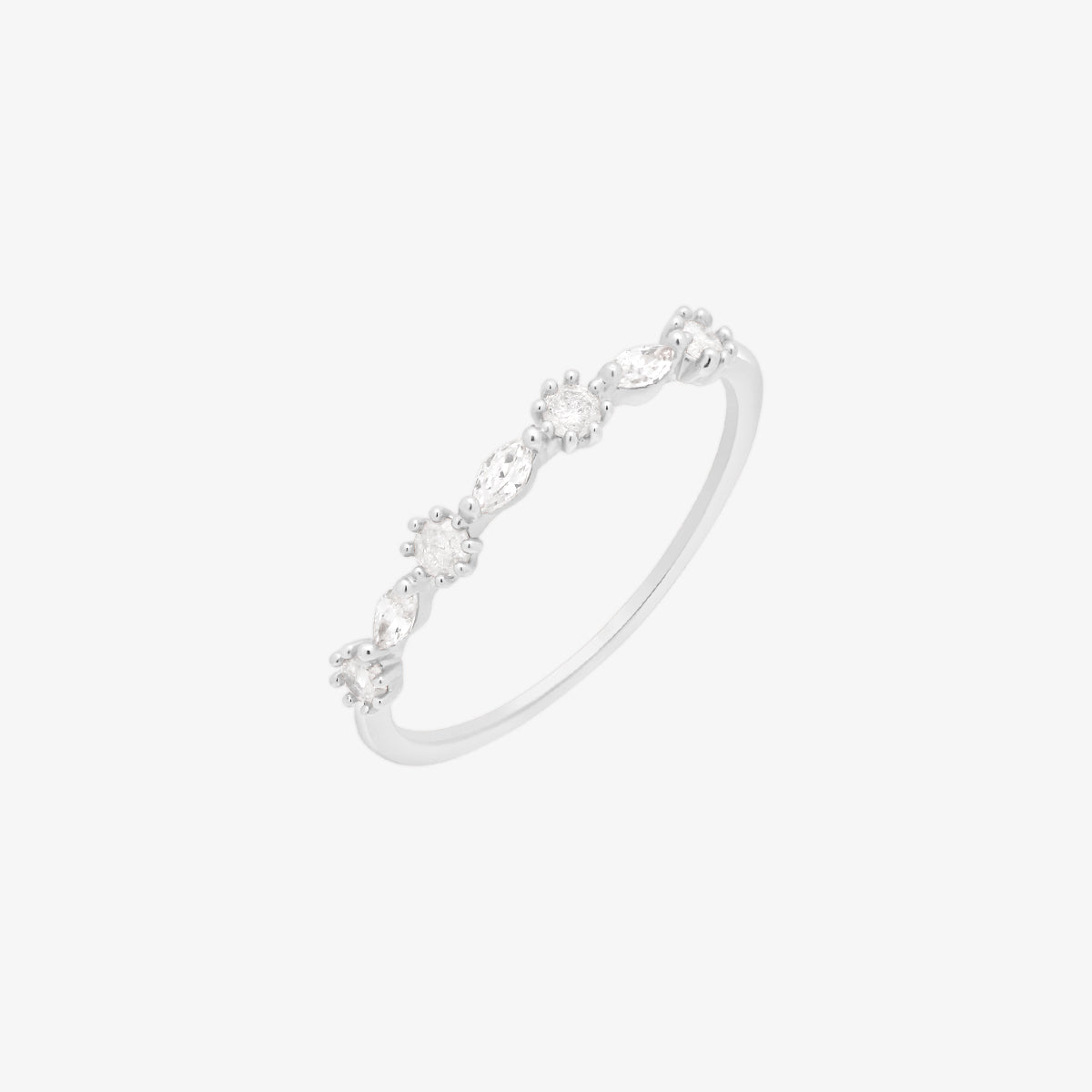 White Cubic oval circle ring