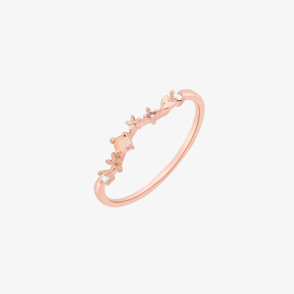 Rose quartz laurel ring