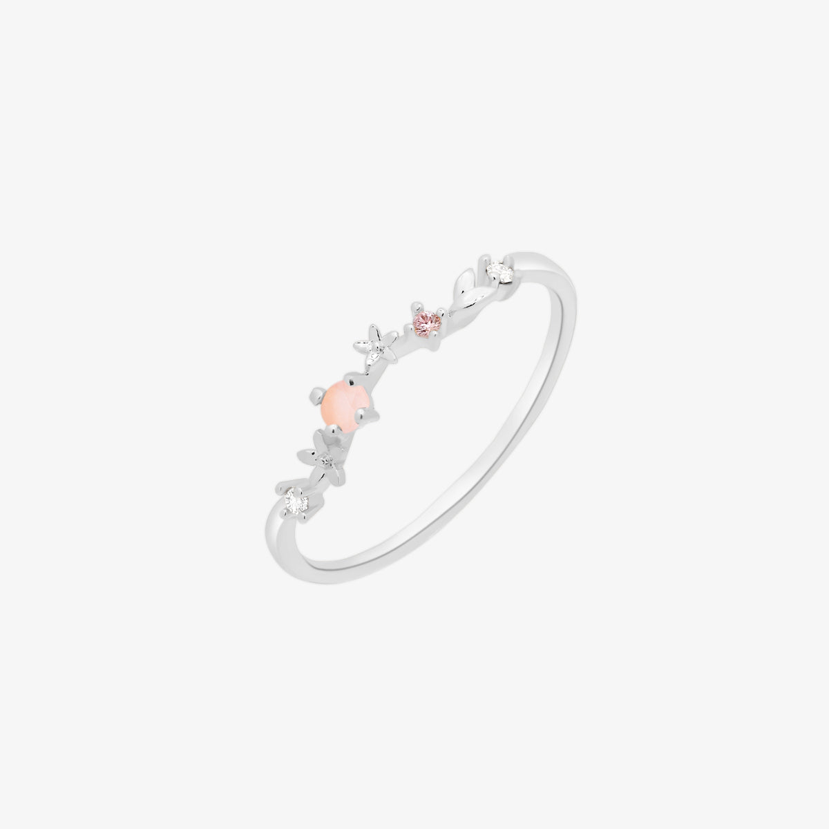 Rose quartz laurel ring