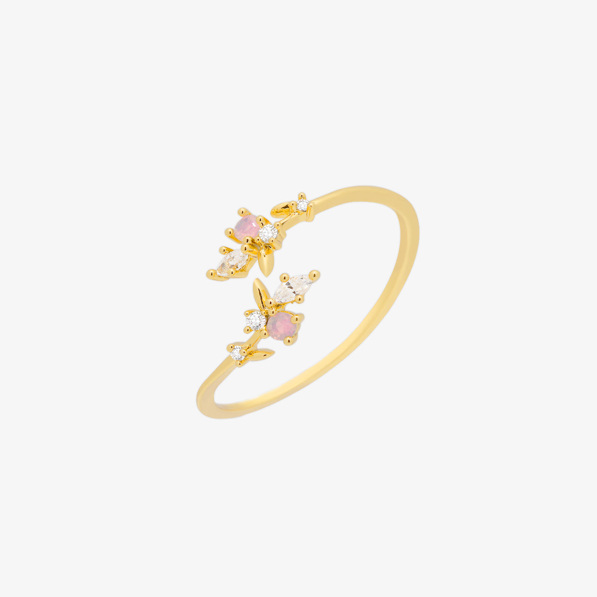 Rose quartz branch ring