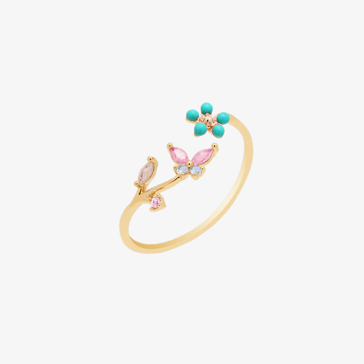 Turquoise Blossom Butterfly Ring