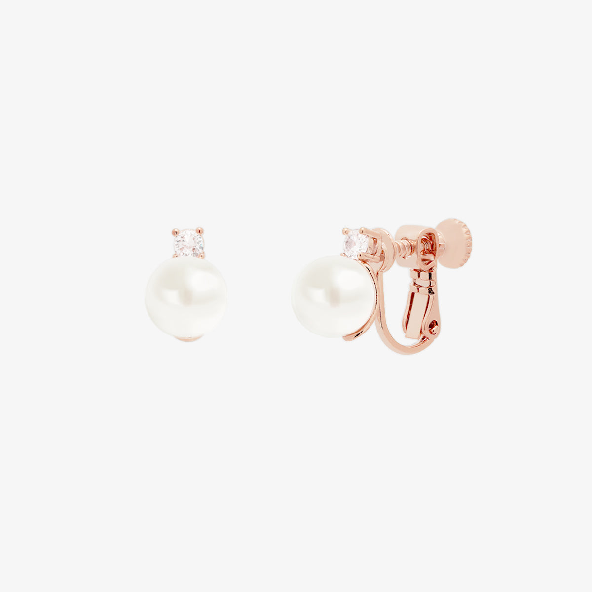 Cubic Pearl Clip On Earrings