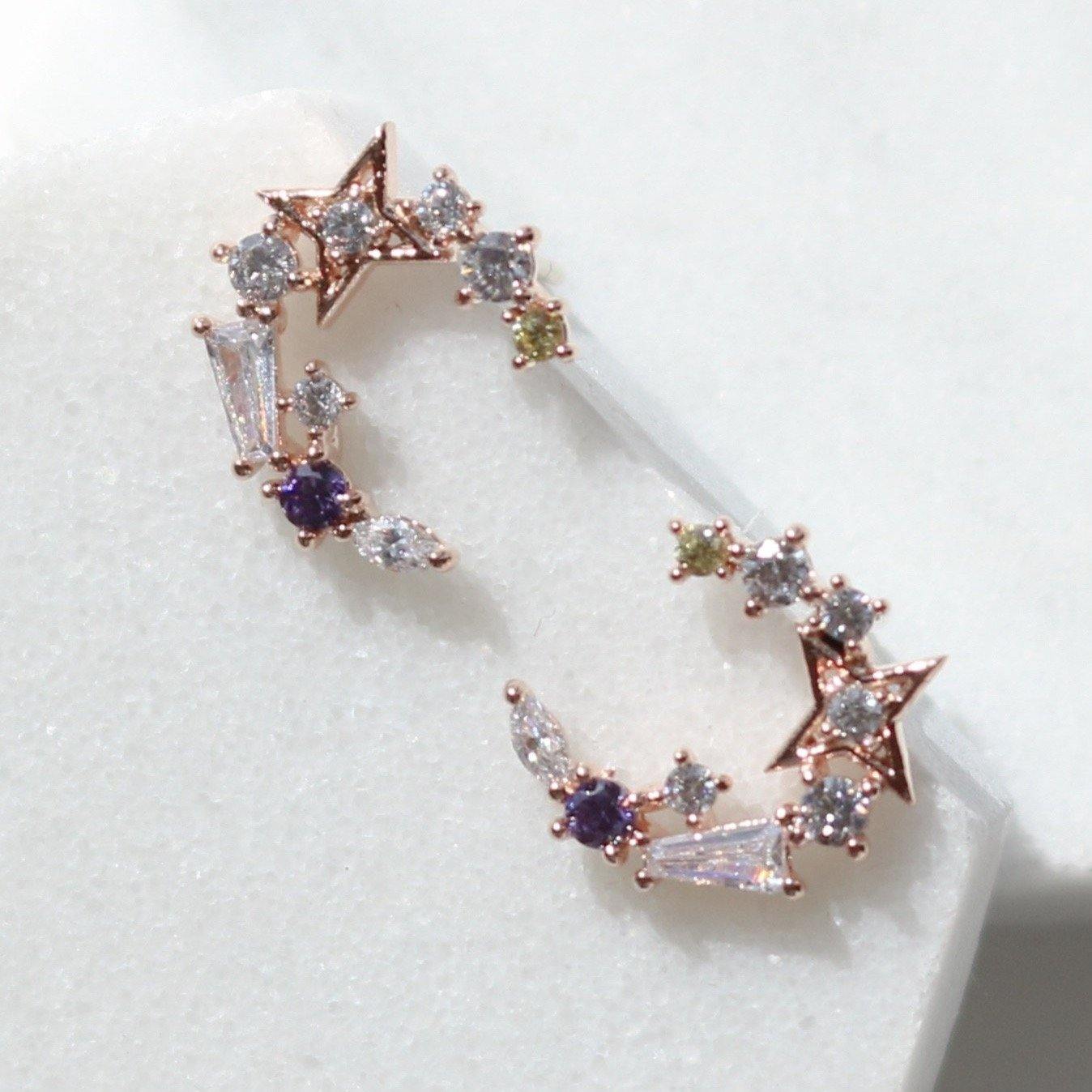 Blue moon star earrings - NABILONDON