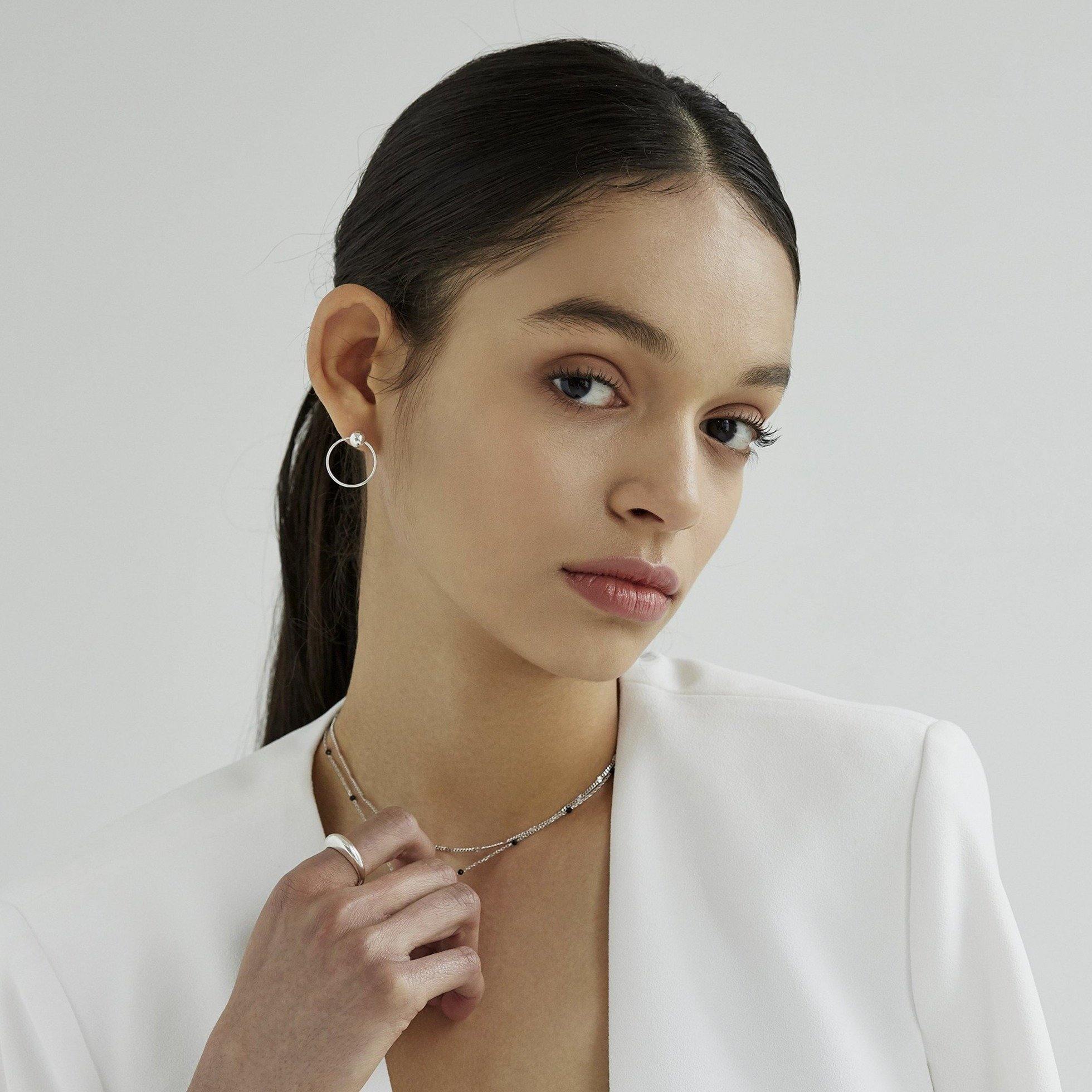 Ball with line circle earrings - NABILONDON