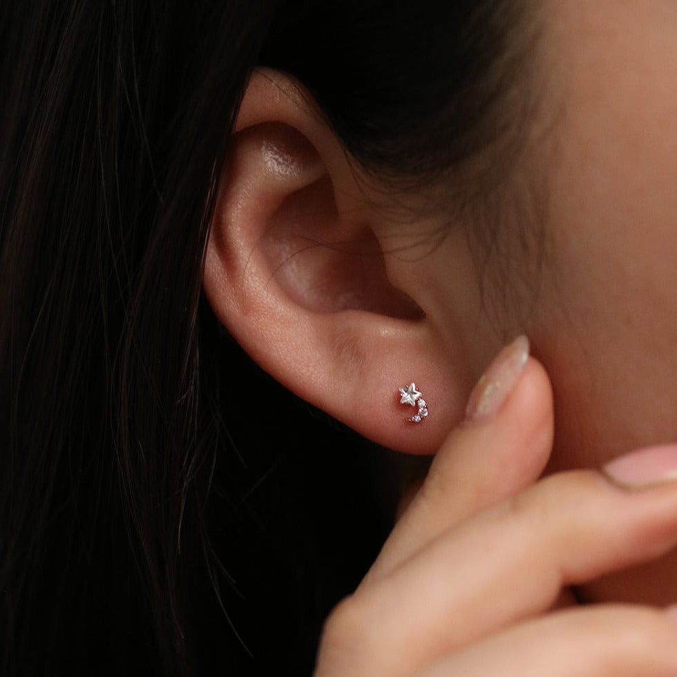 Tiny moon earrings