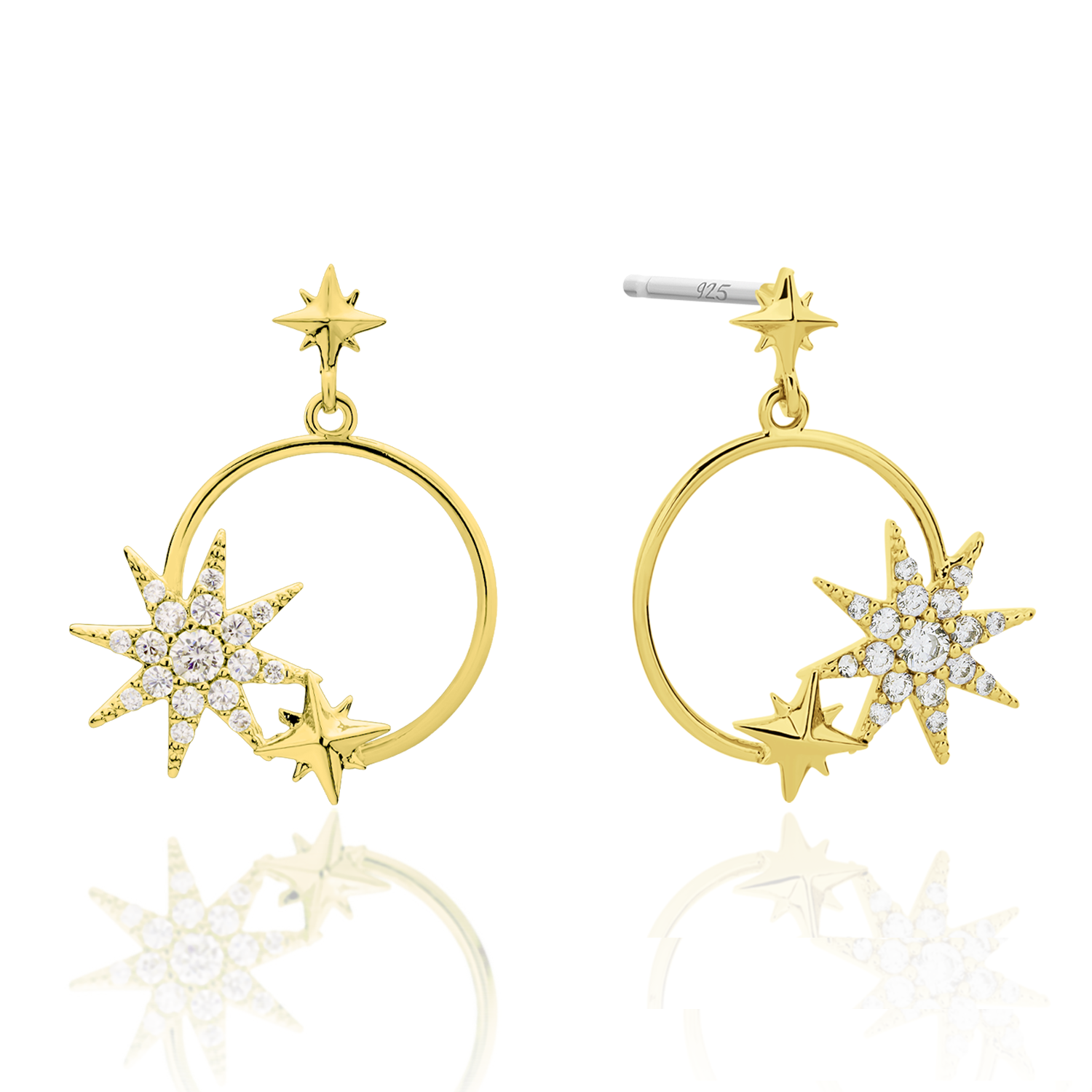 Circle star drop earrings