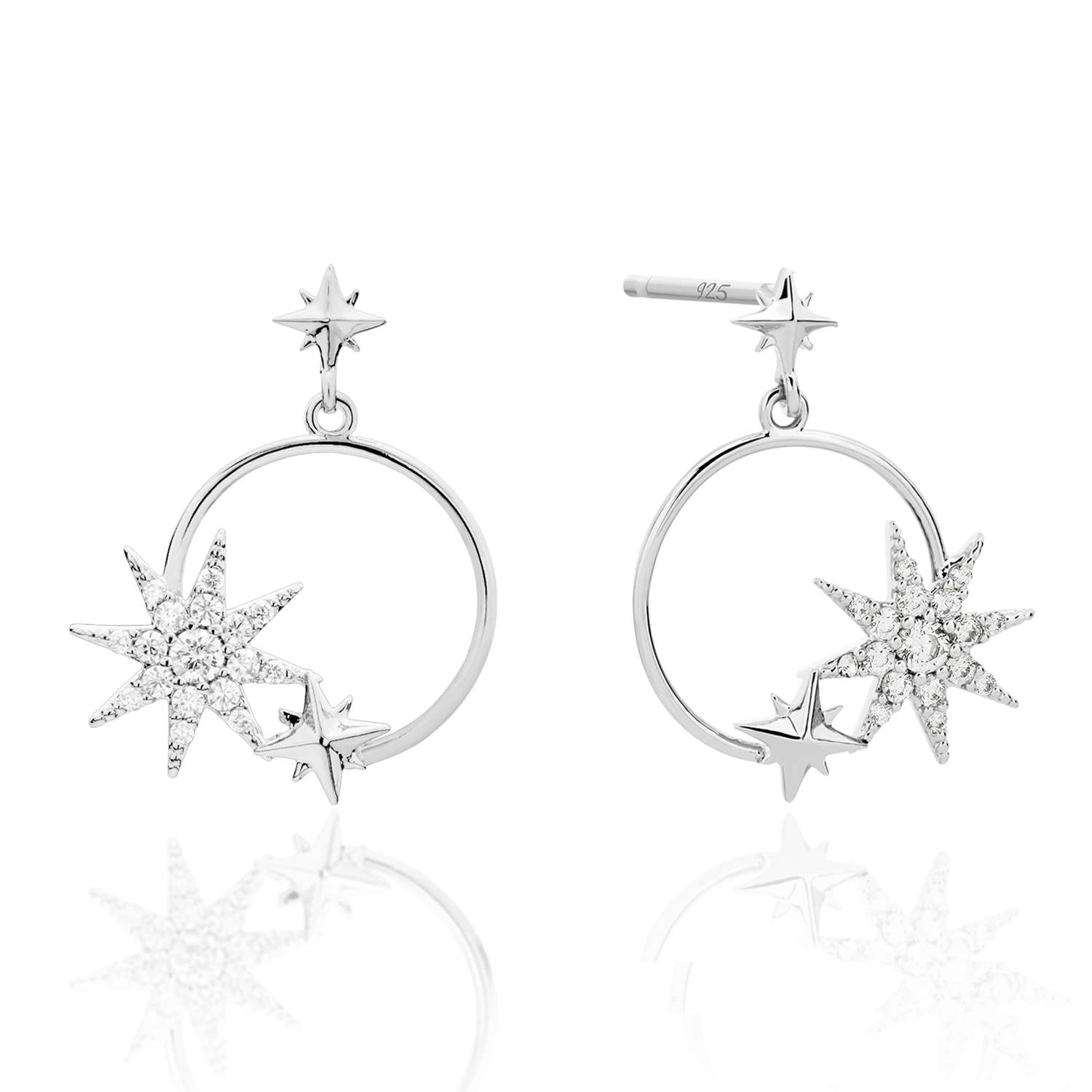 Circle star drop earrings