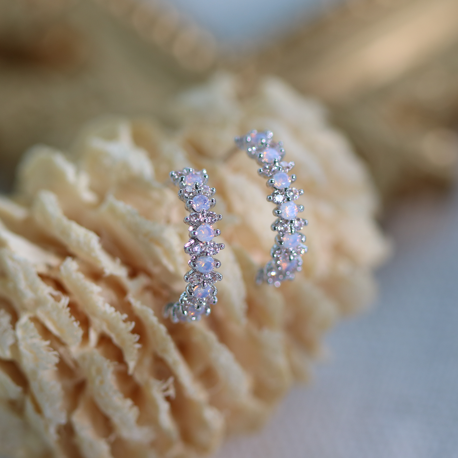 Snowflake semi-hoop earrings