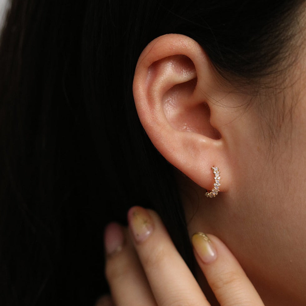 Snowflake semi-hoop earrings