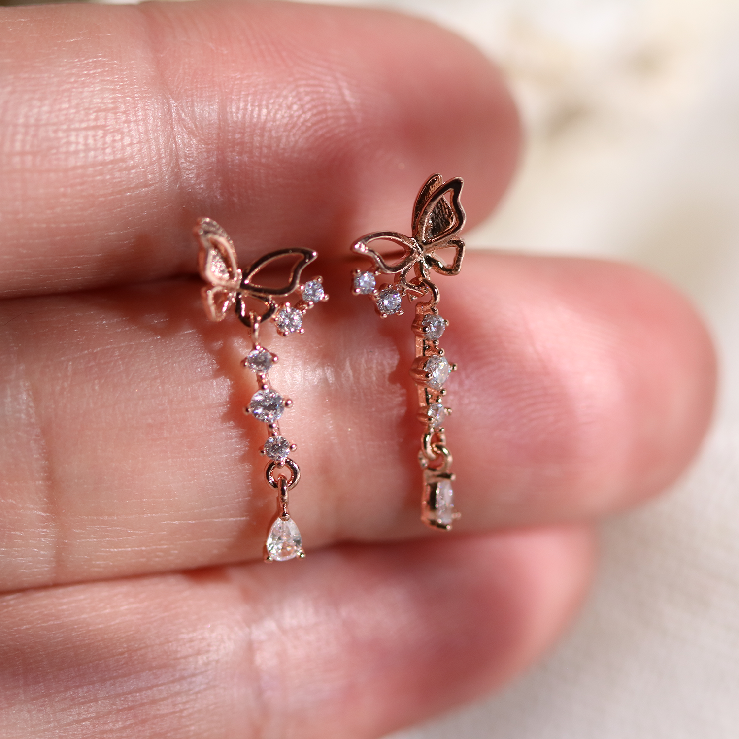 Butterfly drop earrings