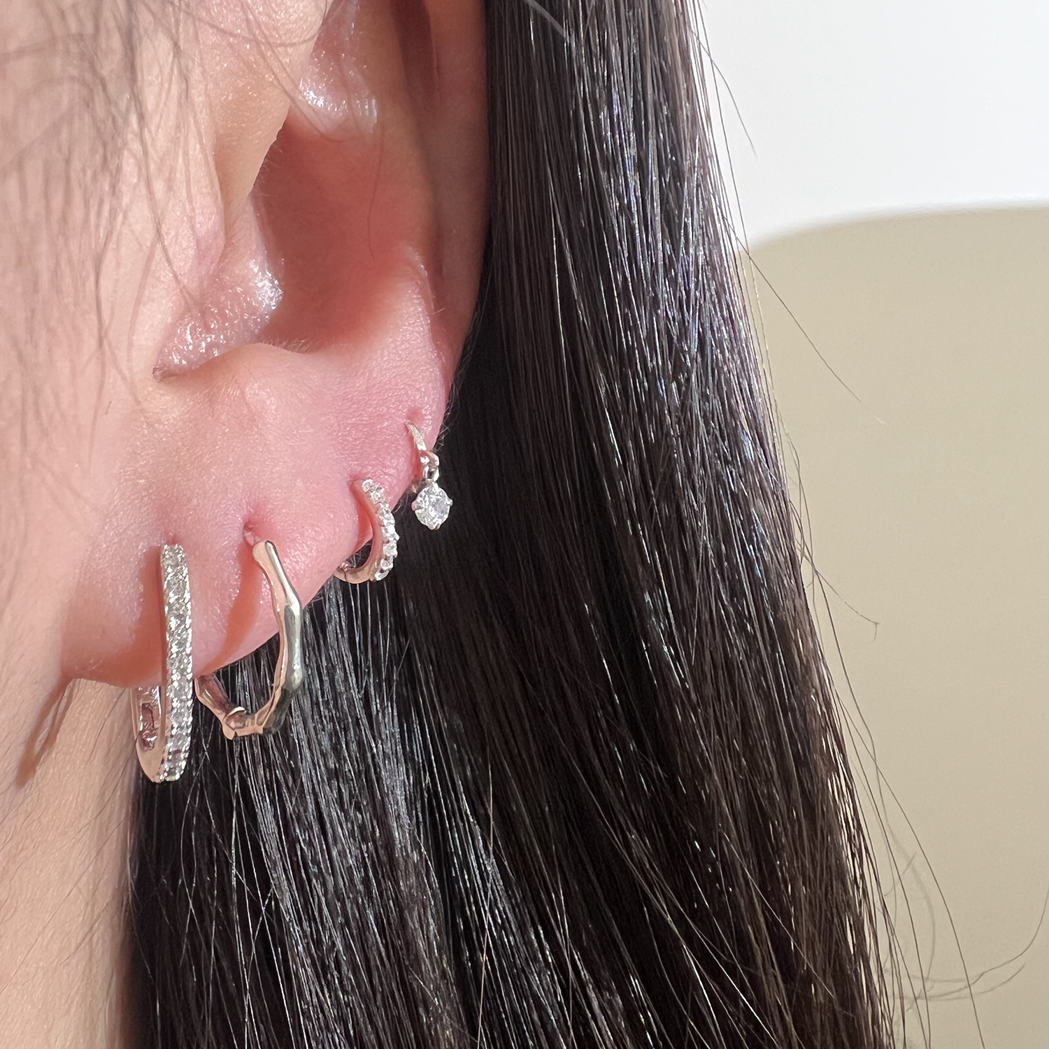 Oval hoop huggie earrings