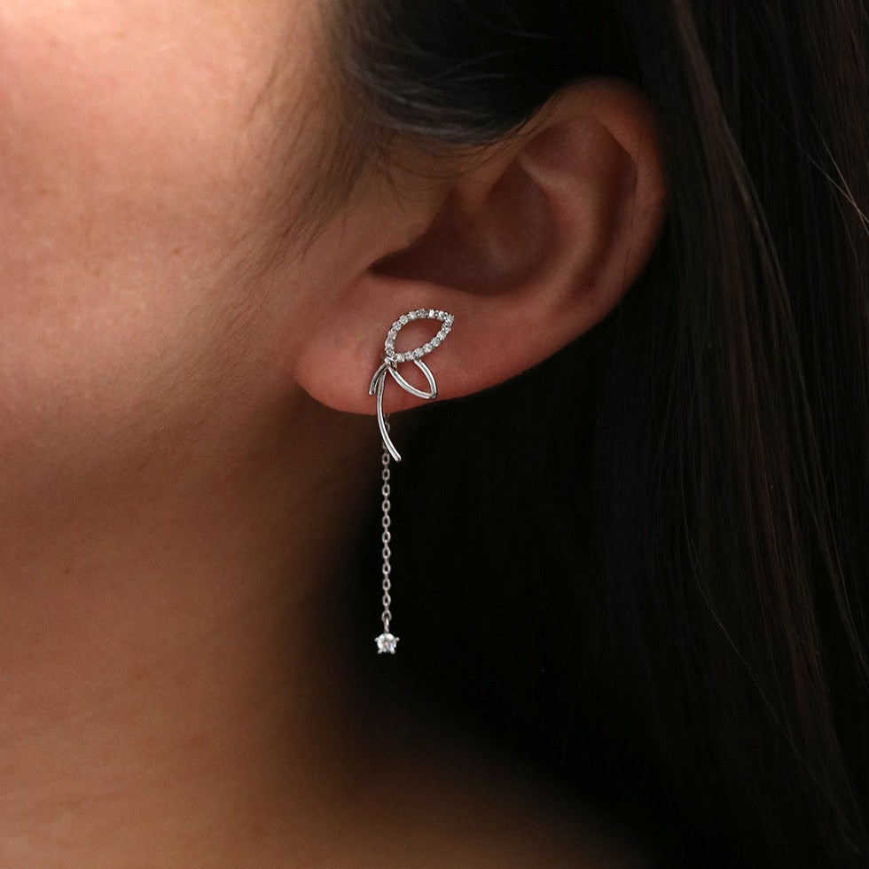 Angled knot drop earrings