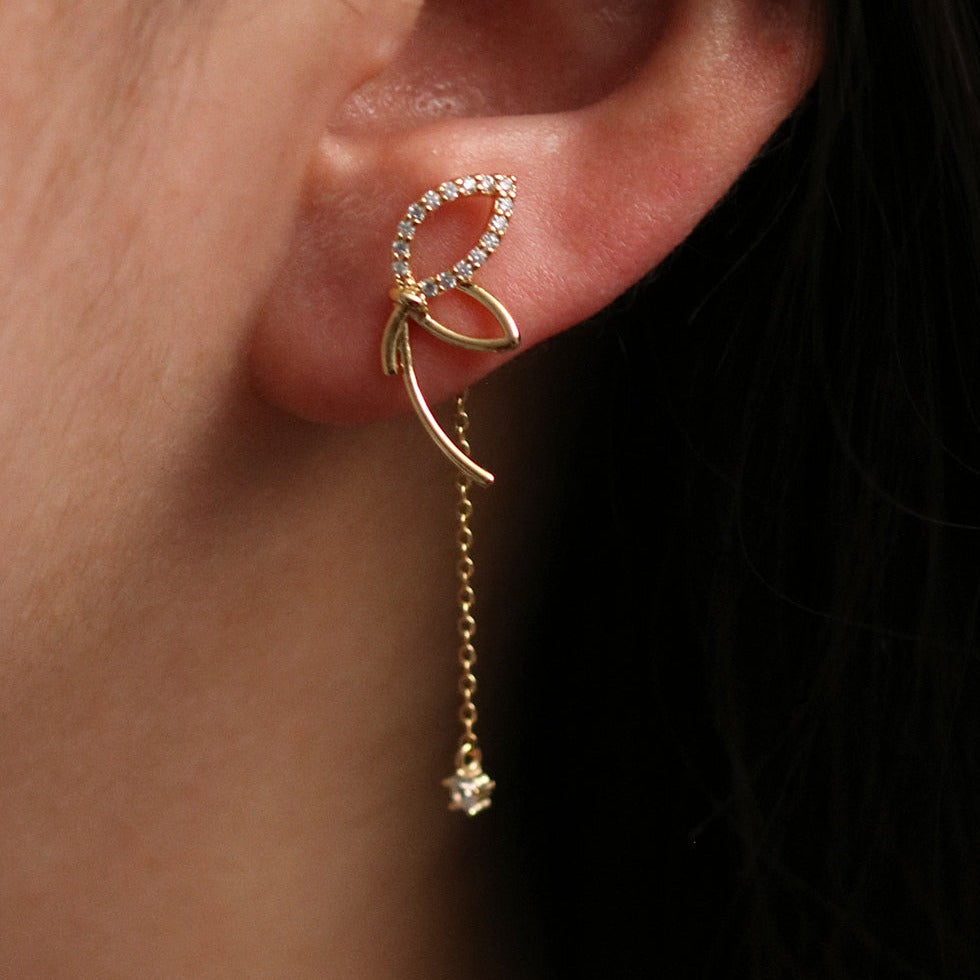 Angled knot drop earrings