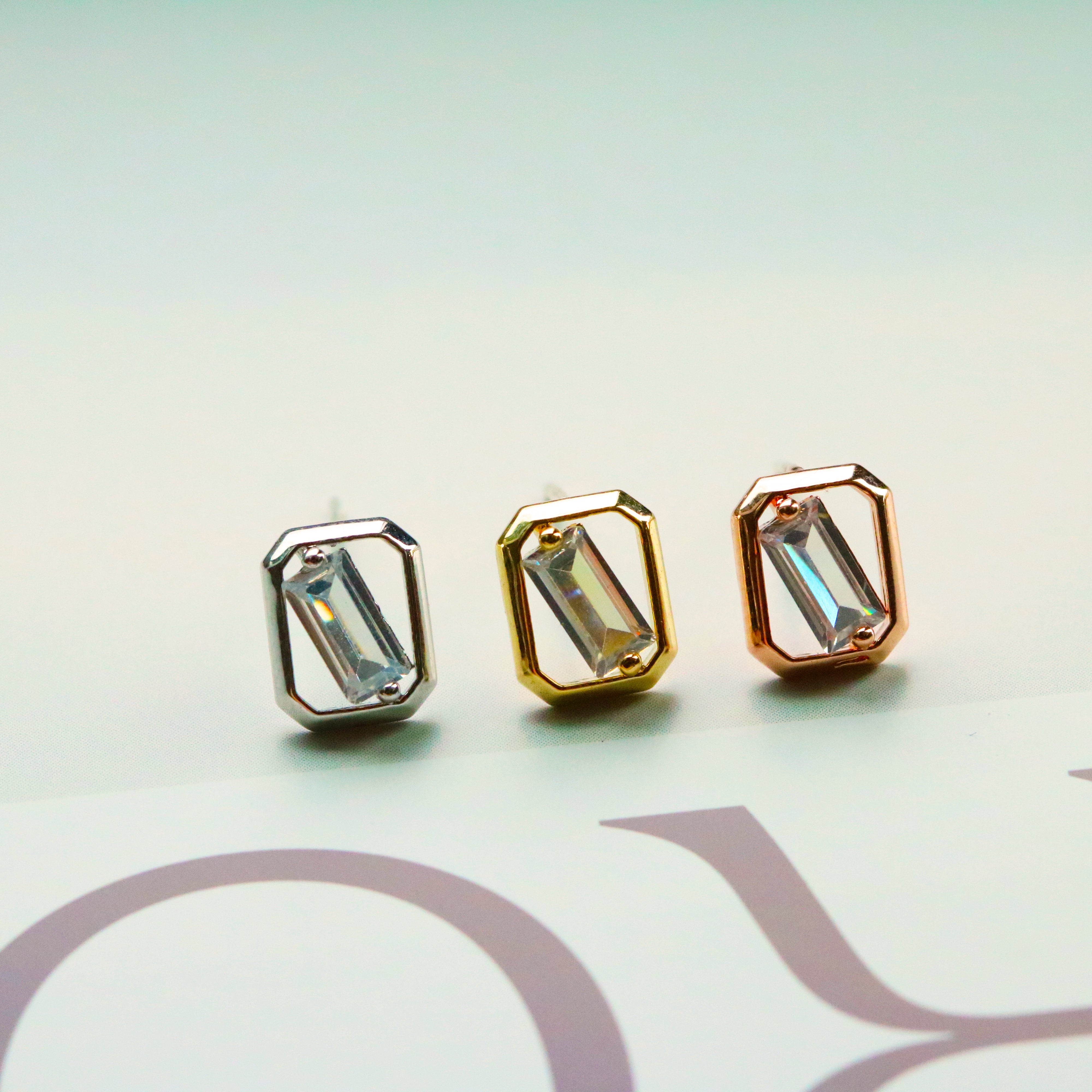 Square cubic earrings