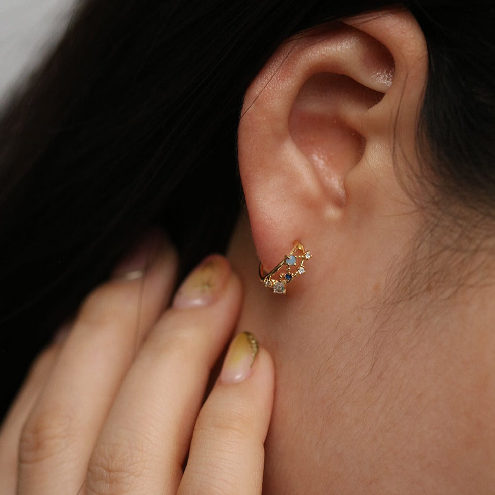 Blue galaxy semi-hoop earrings