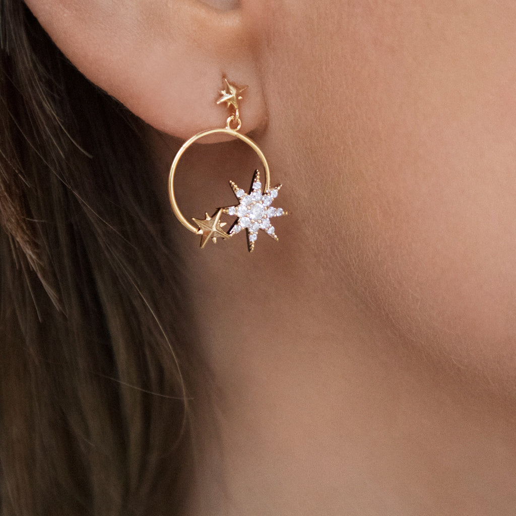 Circle star drop earrings